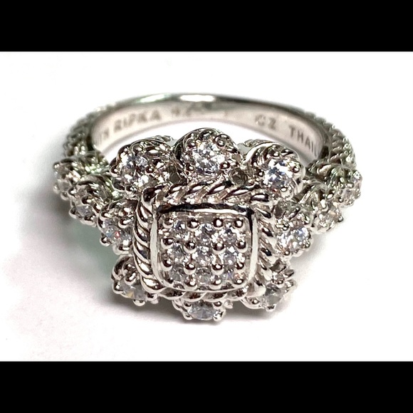 Judith Ripka Sterling Silver CZ size 8 1/2 Ring - Picture 1 of 5